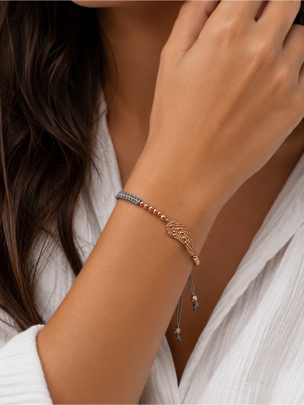 Stella & Dot Rose Gold Angel Wing Adjustable Bracelet